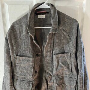 Men's Apolis Wool and Linen Chore Jacket Size Large (fits like medium) Gray Grey